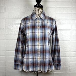 Pendleton Fitted Shirt Womens Medium Petite Multi Plaid 100% Cotton Button-Up